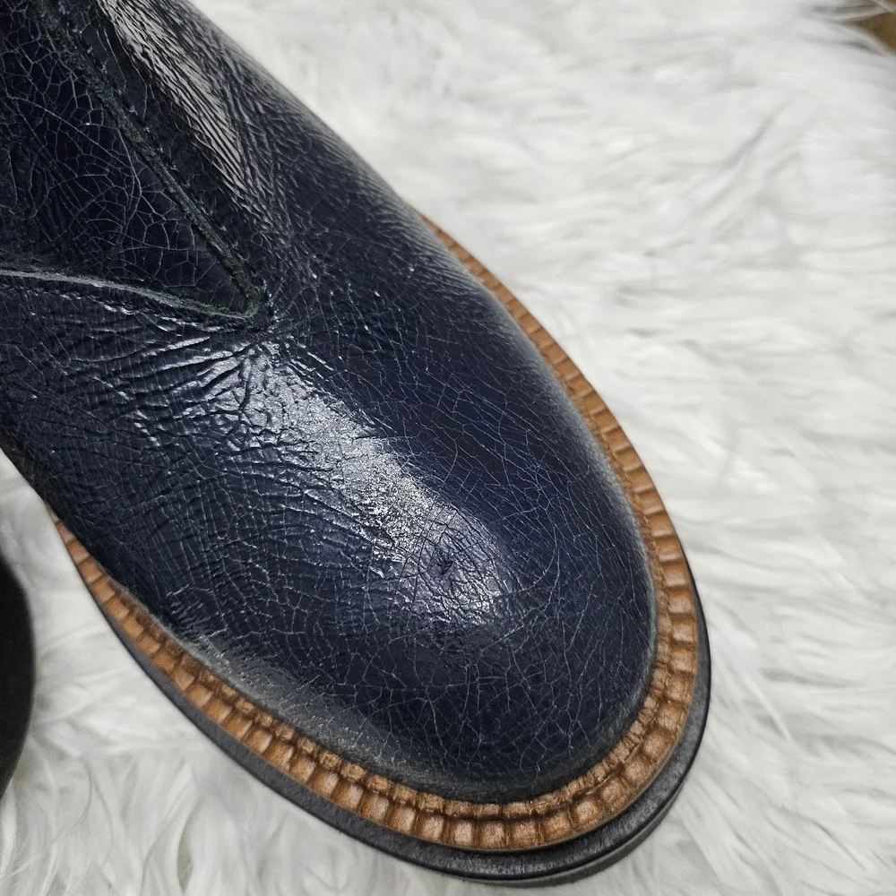 Free People Navy Leather Winter Boots